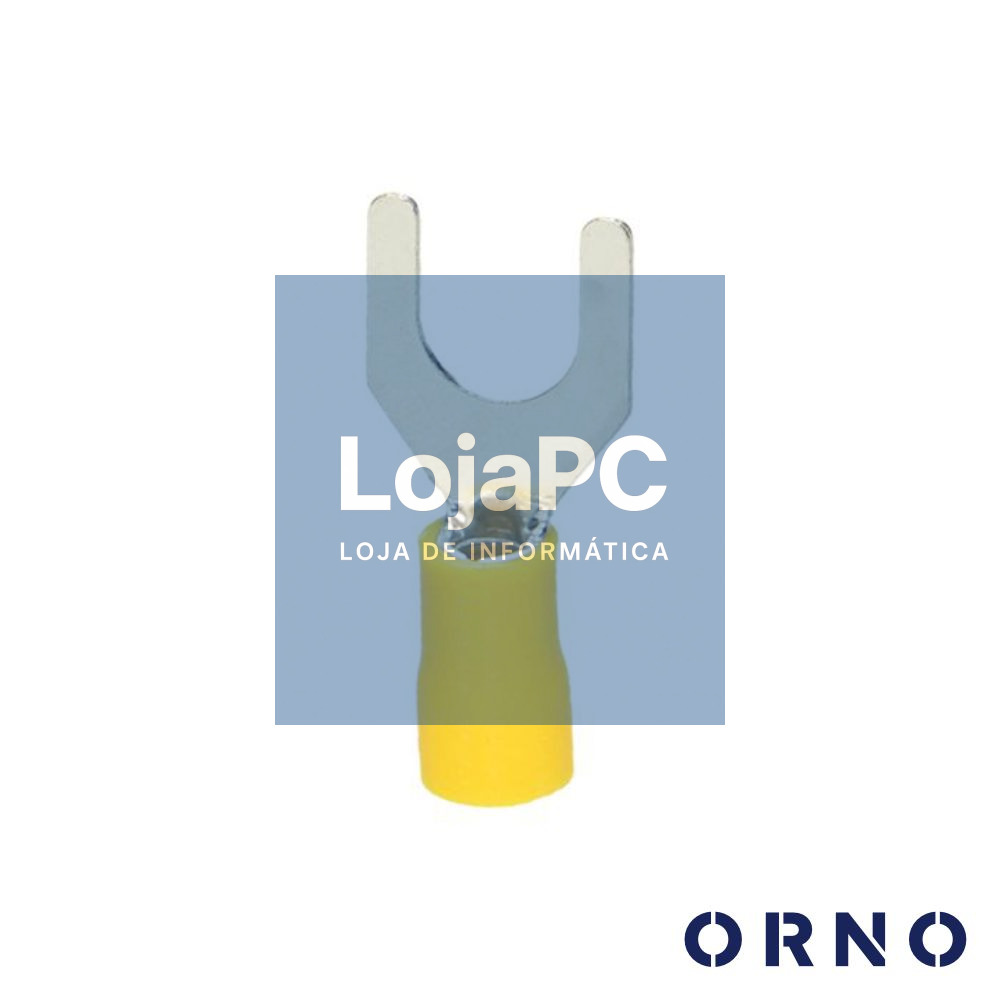 Terminal Forquilha Isolado 6mm 25x Amarelo Blister ORNO