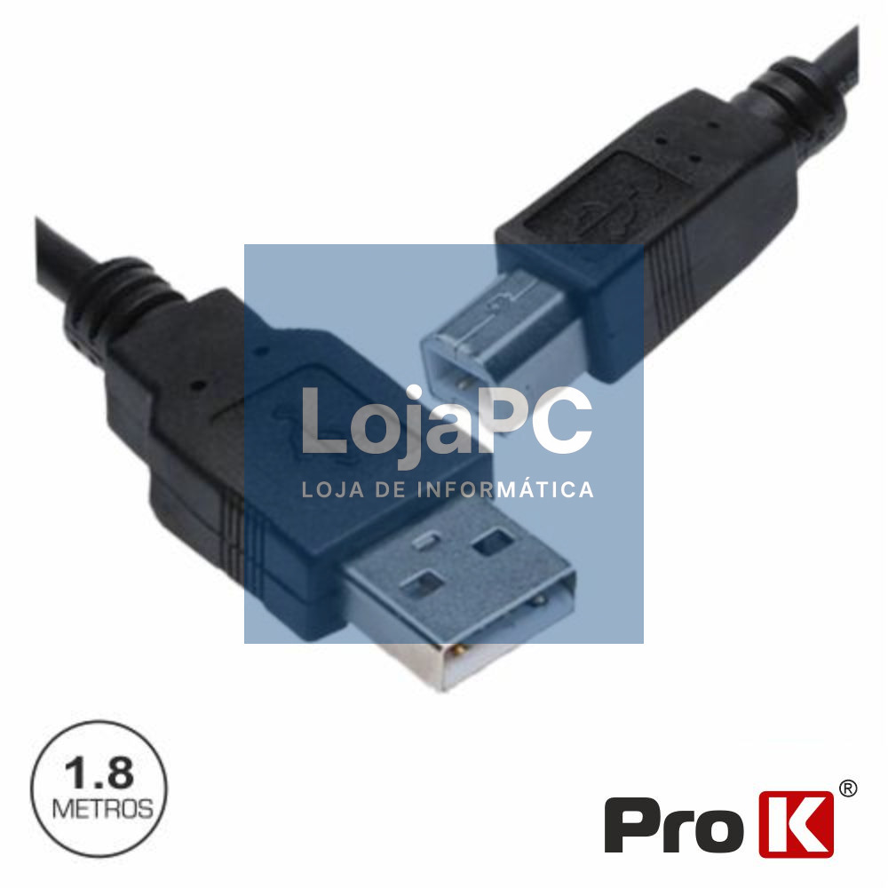 CABO USB-A 2.0 MACHO / USB-B MACHO 1.8M PROK