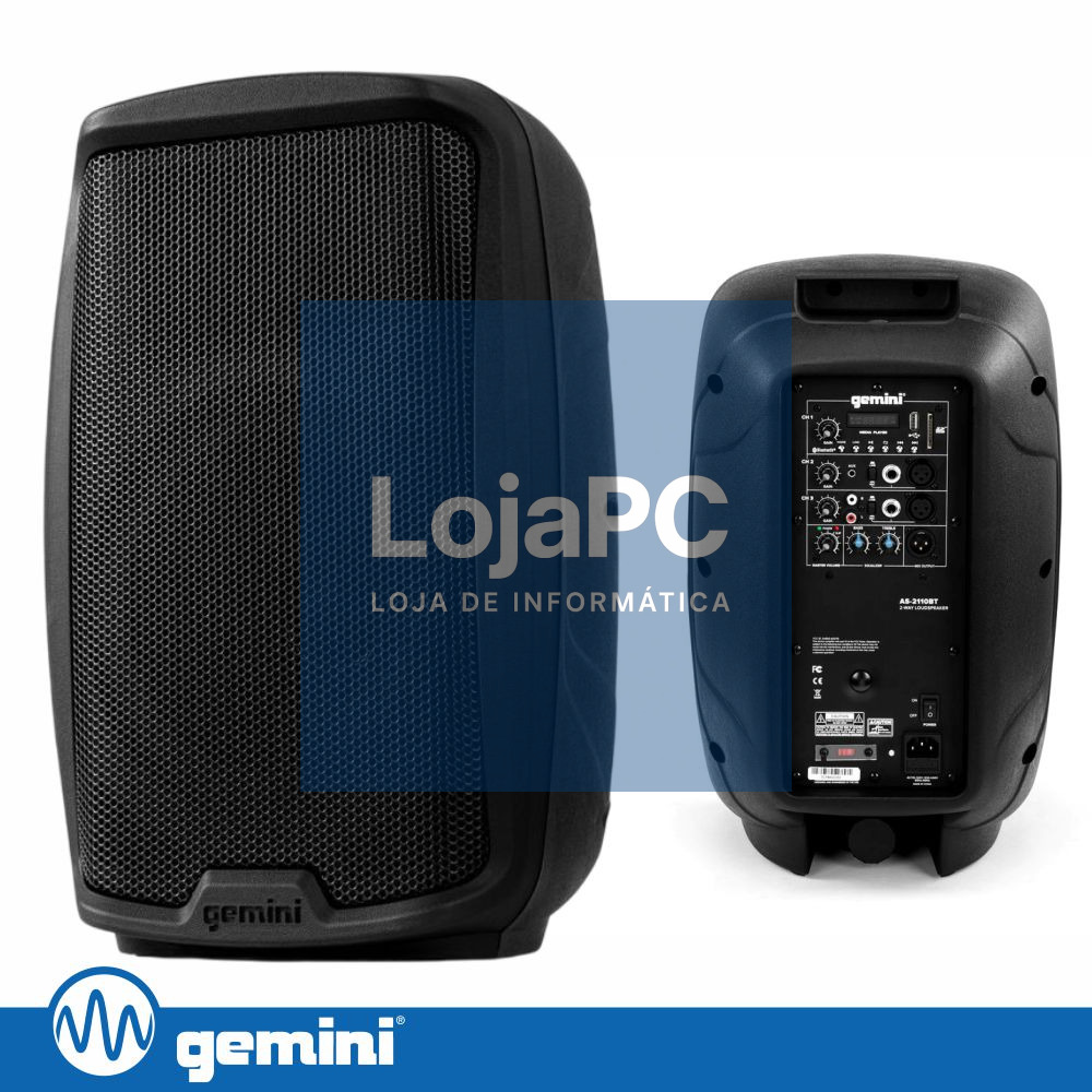 Coluna Amplificada 10" 1000W USB/SD/AUX/BT/TWS GEMINI