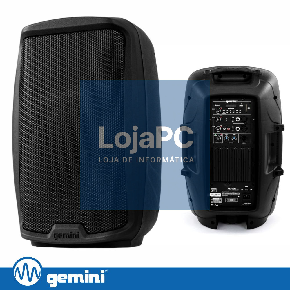 Coluna Amplificada 12" 1500W USB/SD/AUX/BT/TWS GEMINI