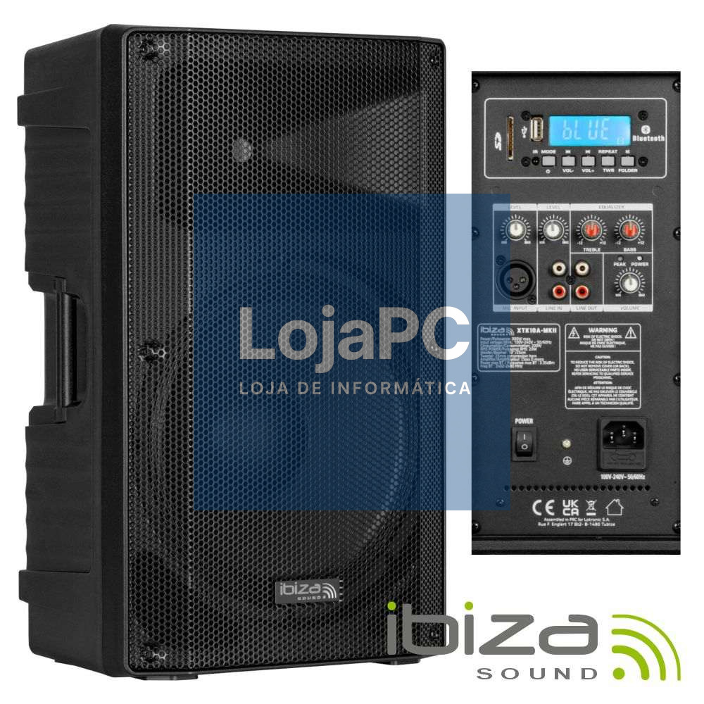 Coluna Amplificada 10" 300Wmáx BT/TWS IBIZA