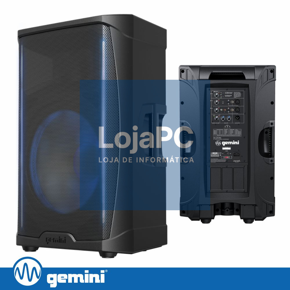 Coluna Amplificada 15" 1200W AUX/BT/TWS GEMINI