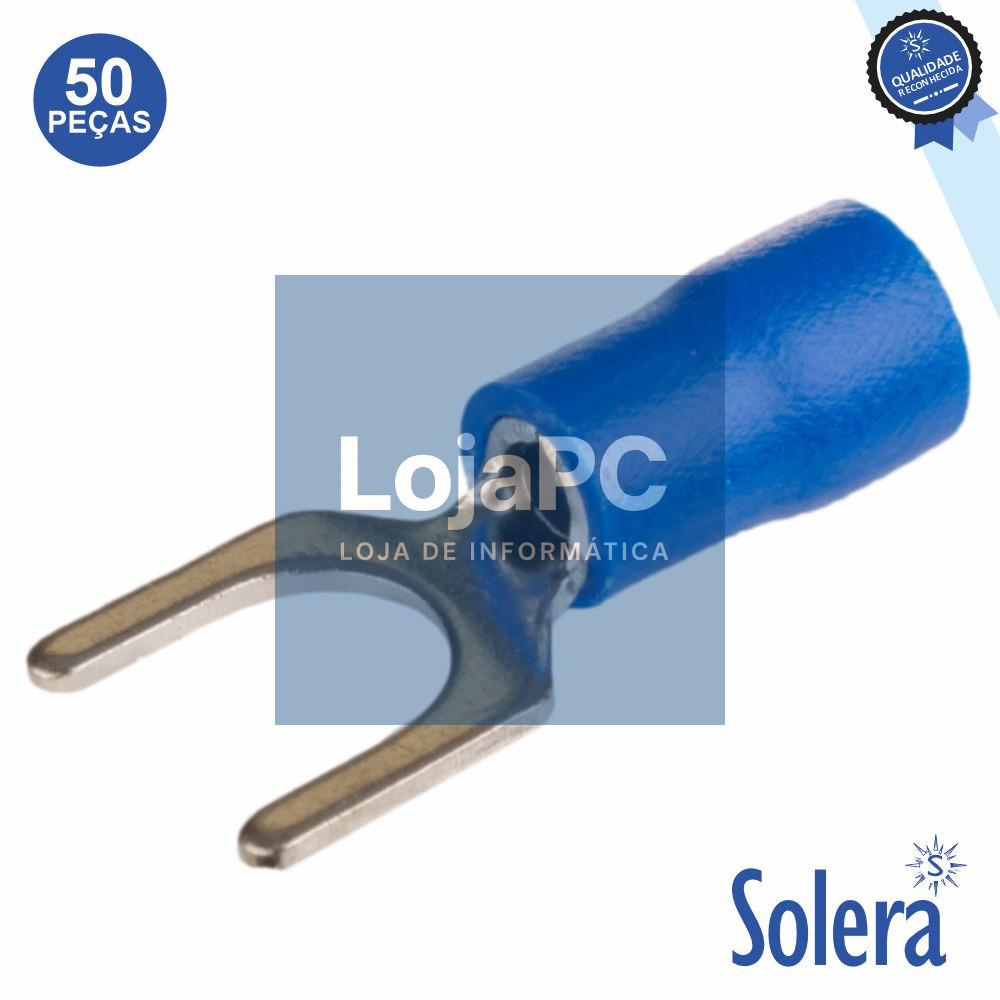 Terminal Forquilha Isolado Azul 50x SOLERA