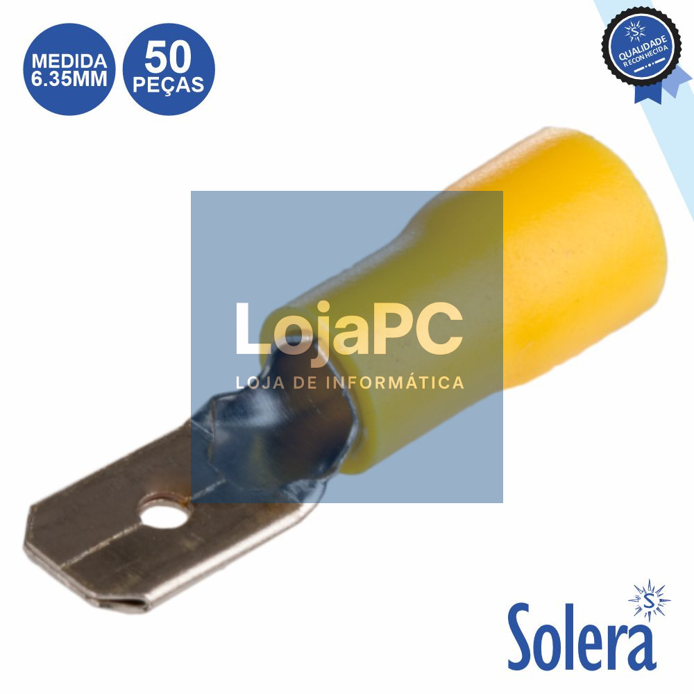 Terminal Faston Macho Isolado 6.35mm Amarelo 50x SOLERA