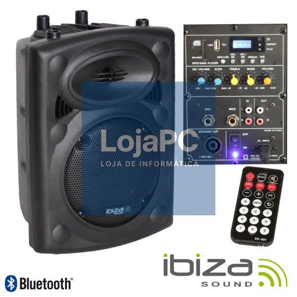COLUNA BI-AMPLIFICADA 8" 300Wmáx USB/BT IBIZA