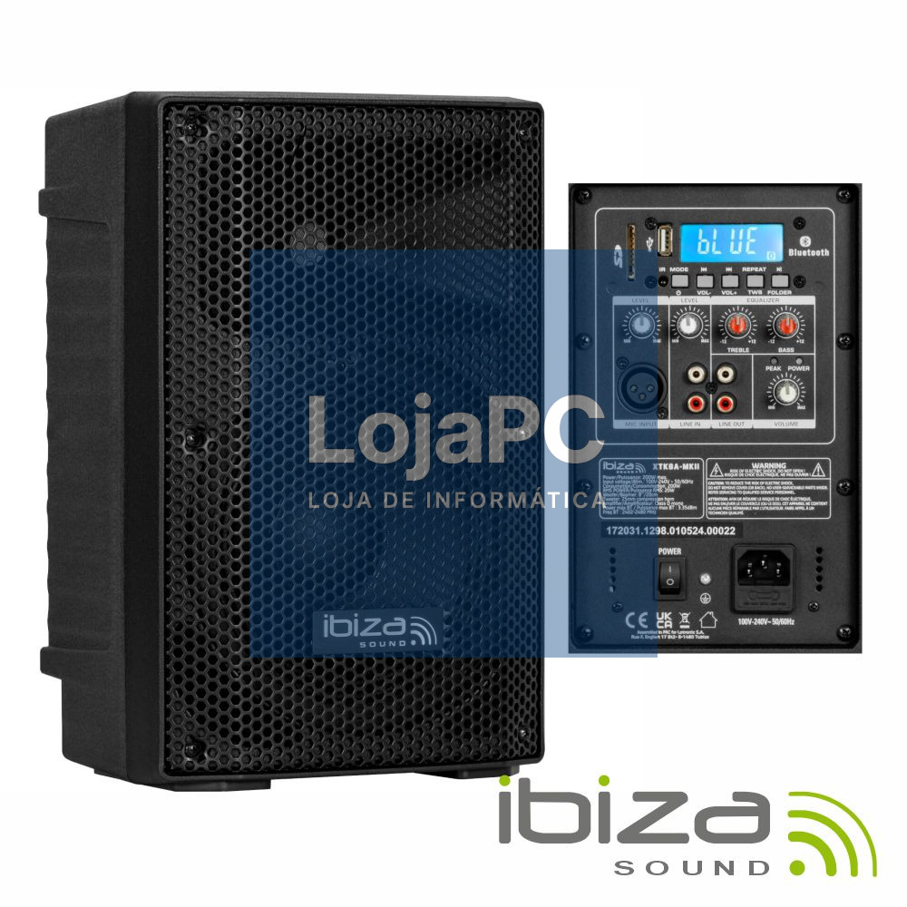 Coluna Amplificada 8" 200Wmáx BT/TWS IBIZA
