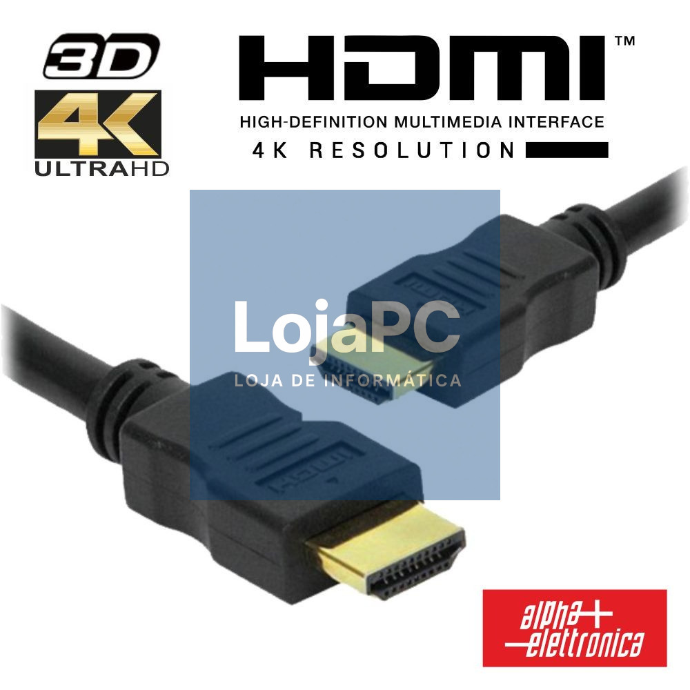 Cabo HDMI Dourado Macho / Macho 2.2 4K Preto 20m ALPHA