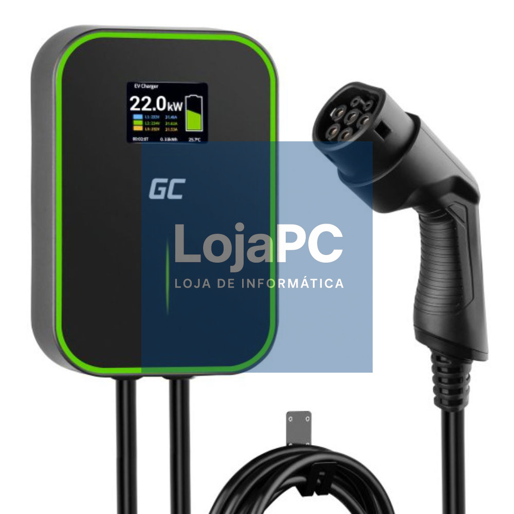 Carregador Wallbox P/ EV 22kW C/ Cabo Tipo2 6m GREEN CELL