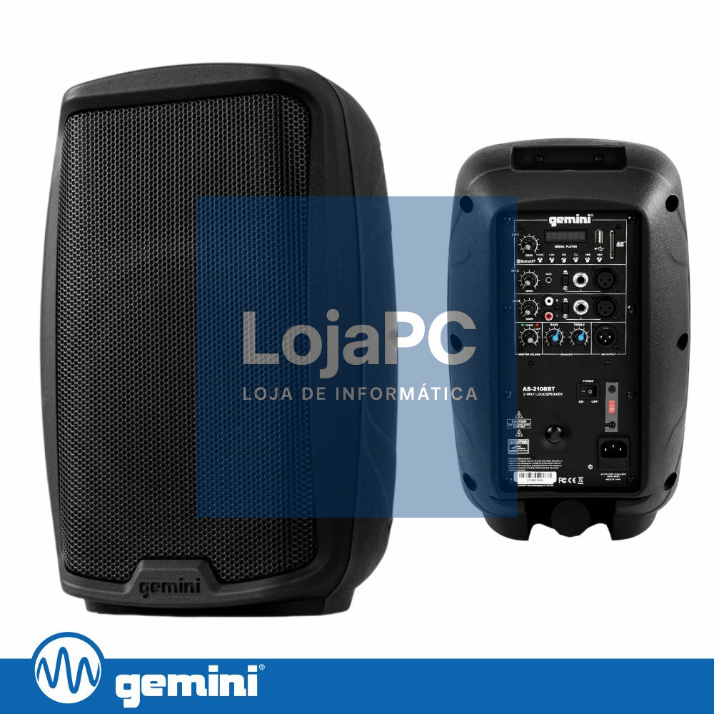 Coluna Amplificada 8" 500W USB/SD/AUX/BT/TWS GEMINI