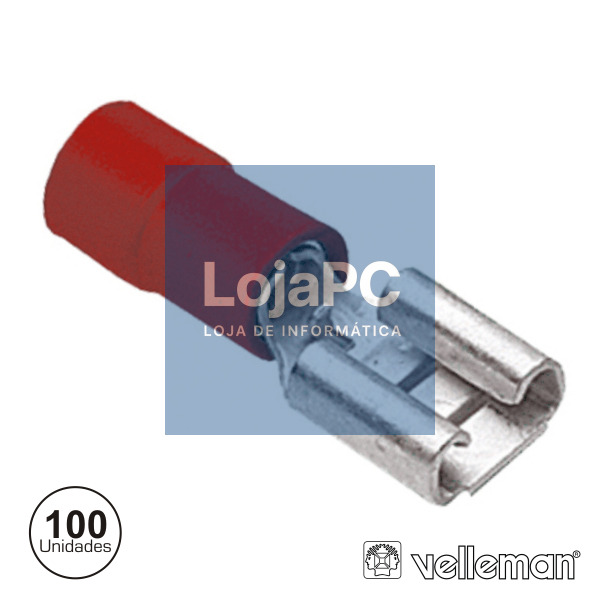 TERMINAL FASTON FÊMEA ISOLADO 4.8MM VERMELHO 100X VELLEMAN