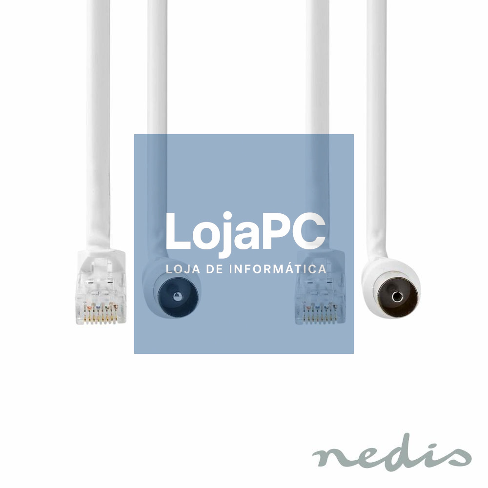 Cabo Coaxial Fêmea / RJ45 P/ Ficha Coaxial Macho / RJ45 1.5M
