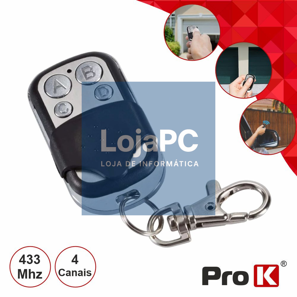 TELECOMANDO GARAGEM UNIVERSAL 4 CANAIS 433MHZ PROK