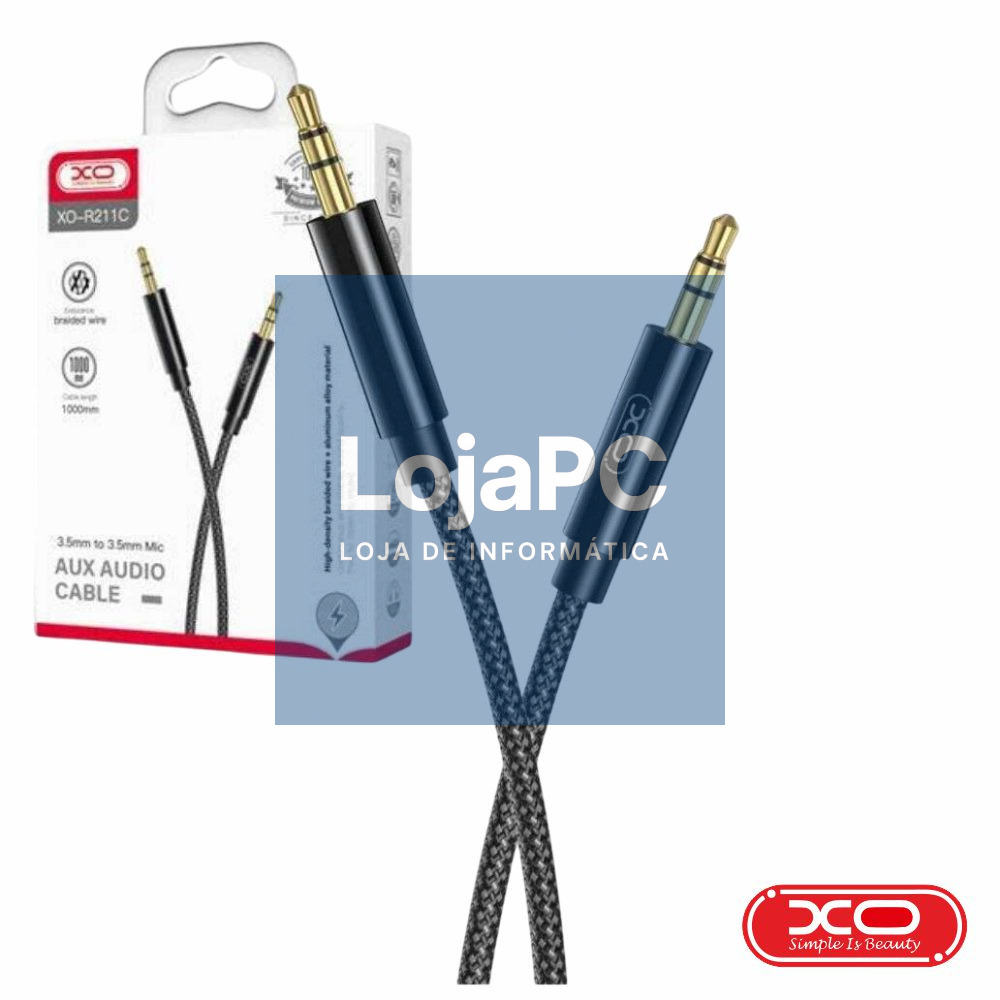 Cabo Jack 3.5mm Macho / Jack 3.5mm Macho 1m Preto XO