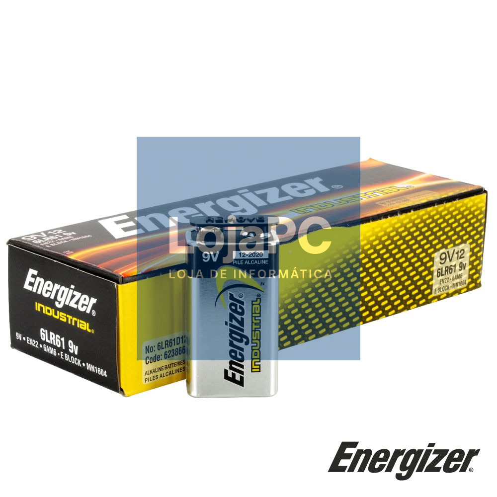Pilha Alcalina 9V/6LR61 12X Industrial ENERGIZER