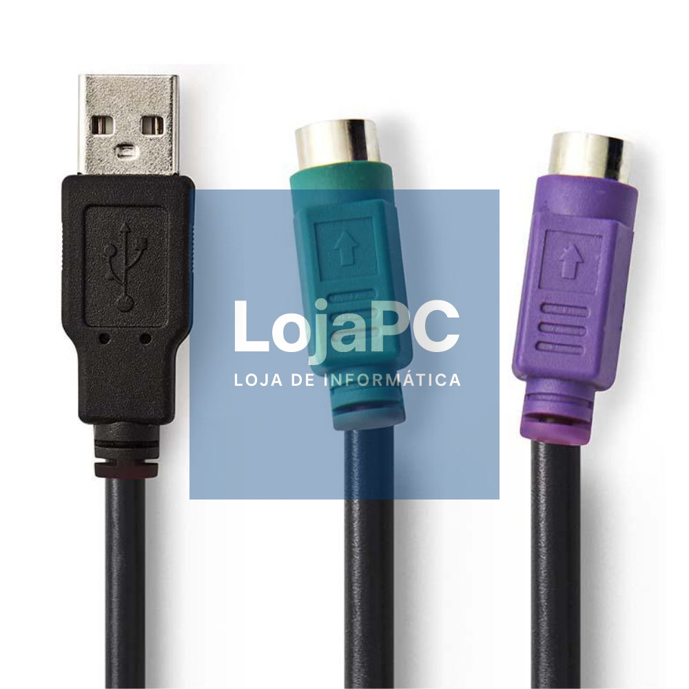 Cabo Adaptador USB-A Macho / 2x DIN 8P Fêmea 0.3m Preto