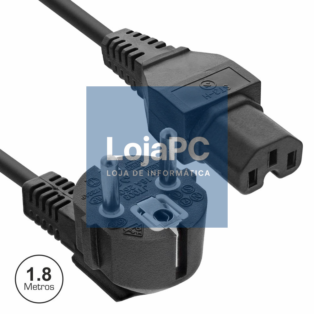 CABO ALIMENTAÇÃO SCHUKO MACHO 3P / IEC C15 FÊMEA 1.8M PRETO