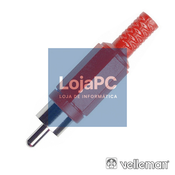 FICHA RCA MACHO VERMELHA PVC C/ PROTEÇÃO DE CABO