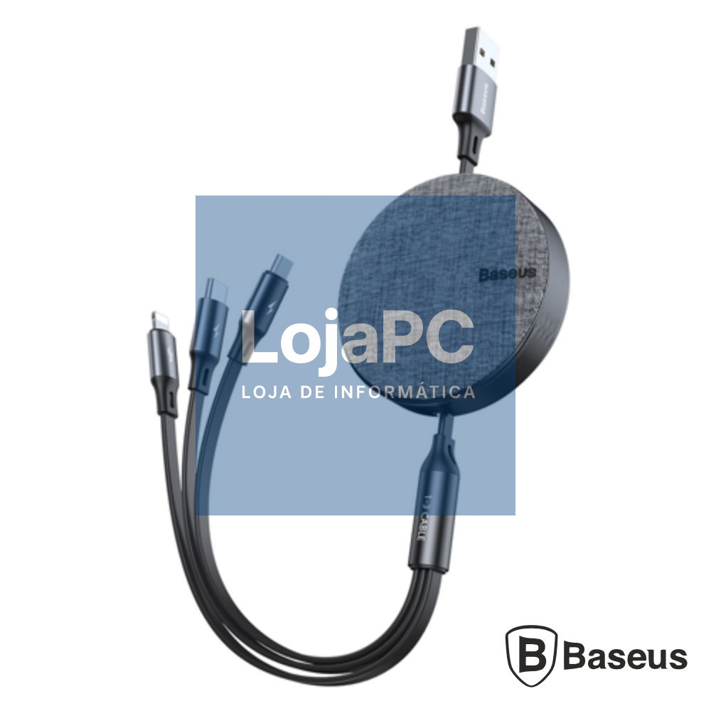 Cabo USB-A 2.0 Macho p/ Lightning/USB-C/MicroUSB 3.5A BASEUS