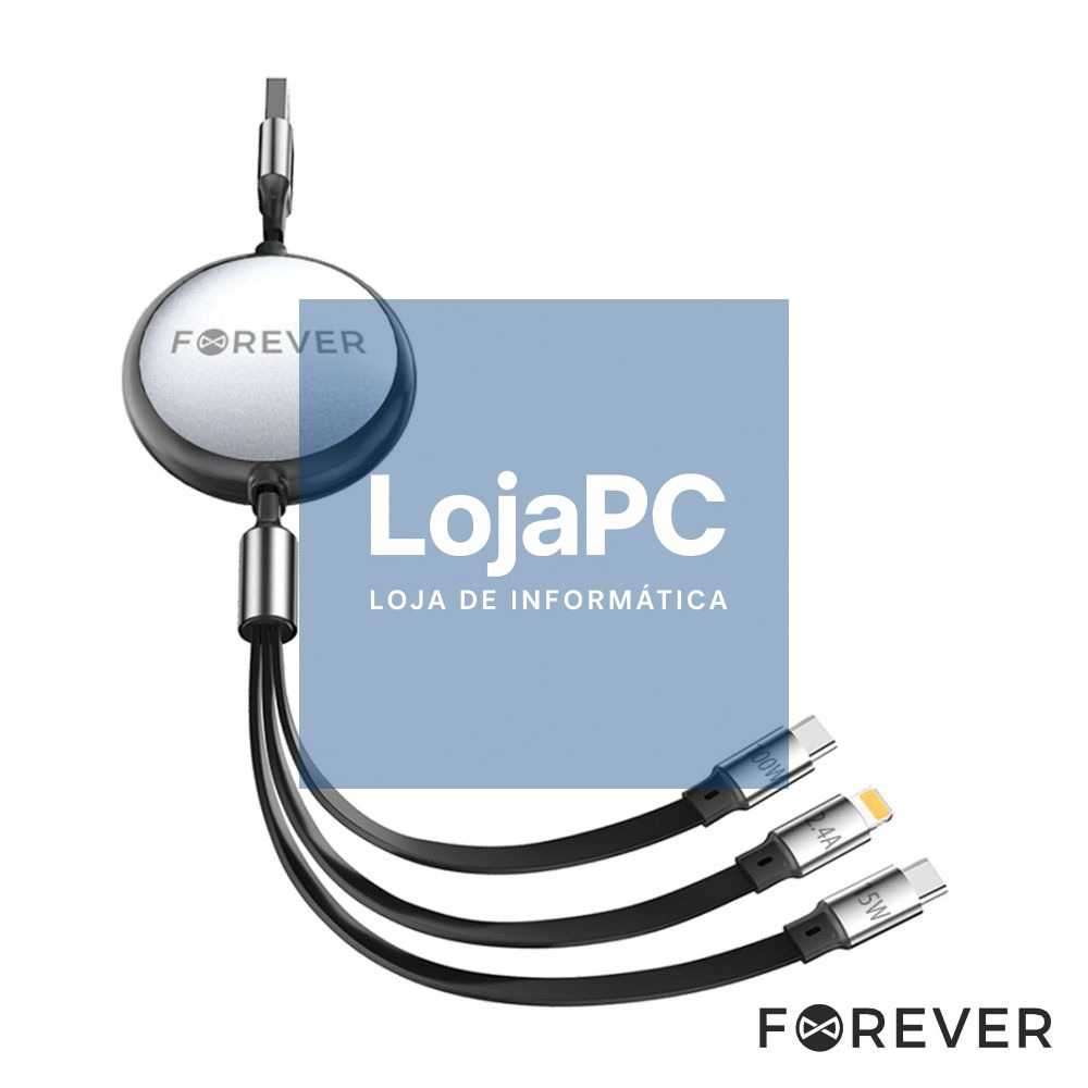 Cabo USB-A Macho P/ Lightning/ 2x USB-C 100W 1.2m