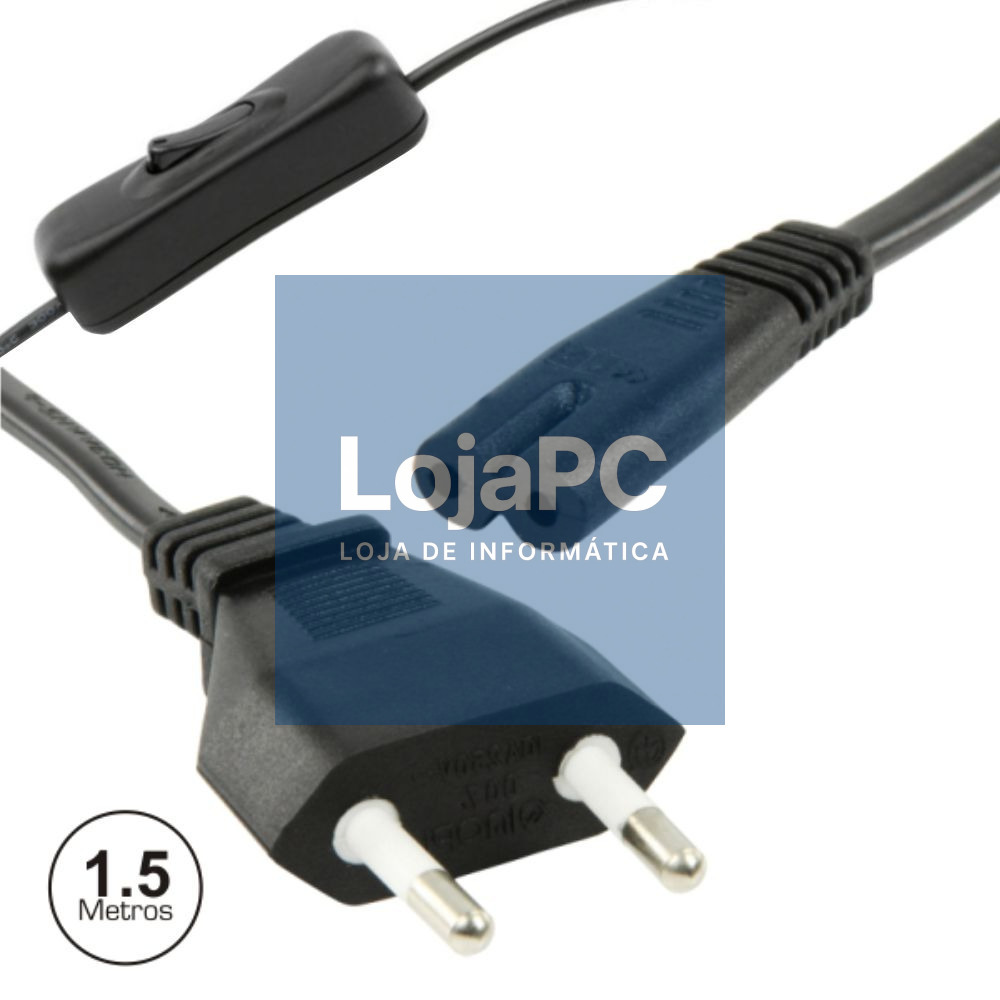 Cabo Alimentação AC Plano / Tipo 8 IEC C7 C/ Interruptor1.5m