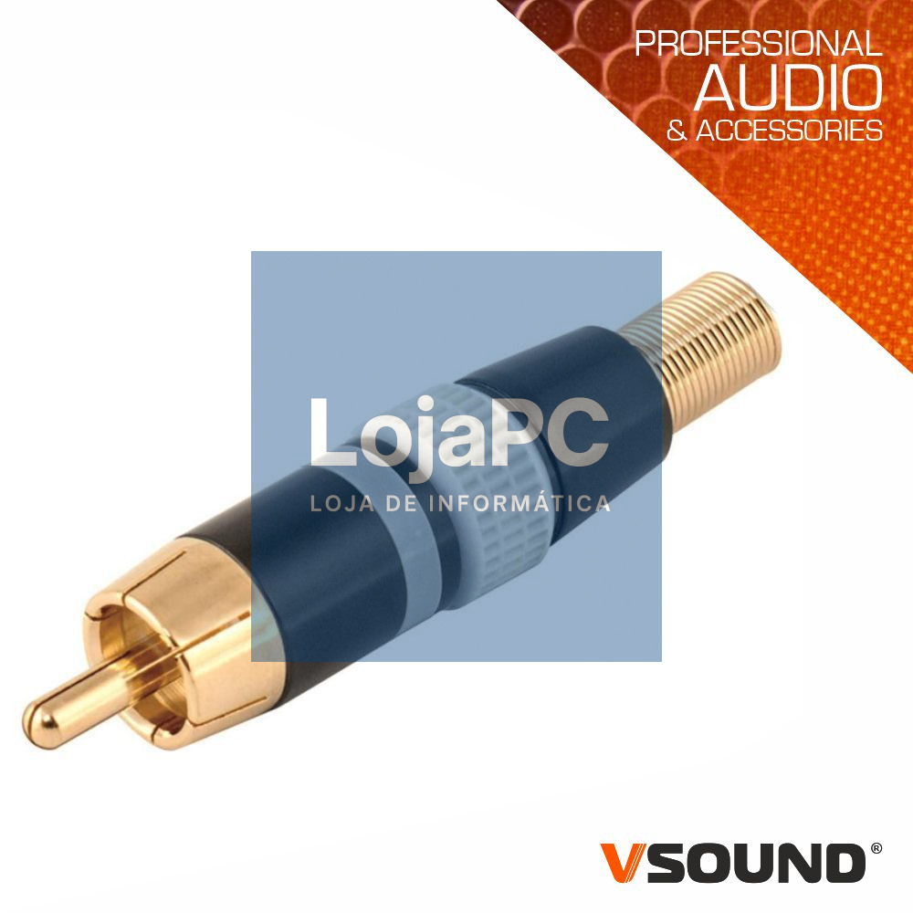 FICHA RCA MACHO BRANCA METÁLICA / DOURADA VSOUND