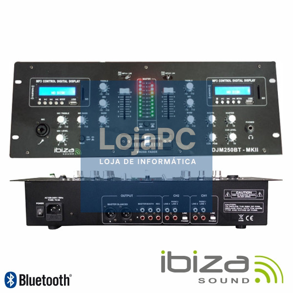 MESA DE MISTURA 2 CANAIS 7 ENTRADAS USB/BT/SD IBIZA