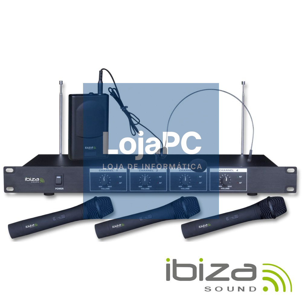 CENTRAL MICROFONE S/ FIOS 4 CANAIS VHF 201.1/207.5MHZ IBIZA
