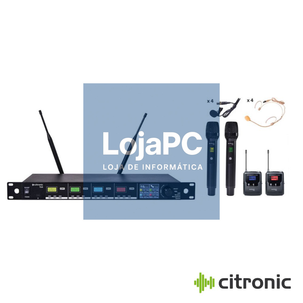 Central UHF Profissional S/ Fios 4 Canais CITRONIC