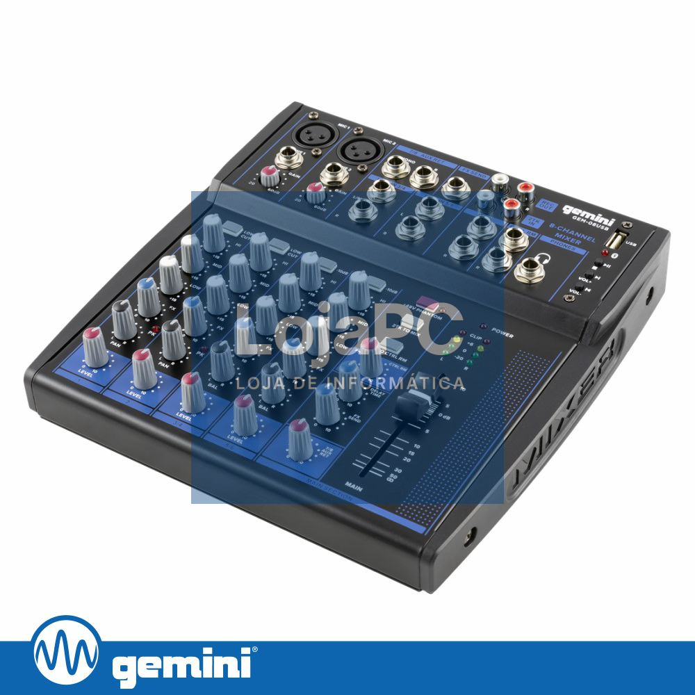 Mesa De Mistura 8 Canais USB/BT/Phantom GEMINI