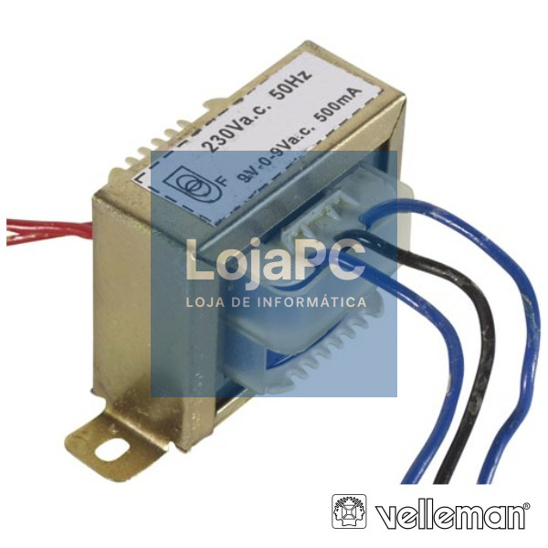 TRANSFORMADOR 9VA 2X9V VELLEMAN