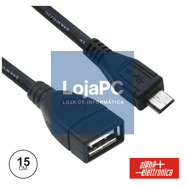CABO USB-A 2.0 FÊMEA / MICRO USB-B MACHO OTG 15CM