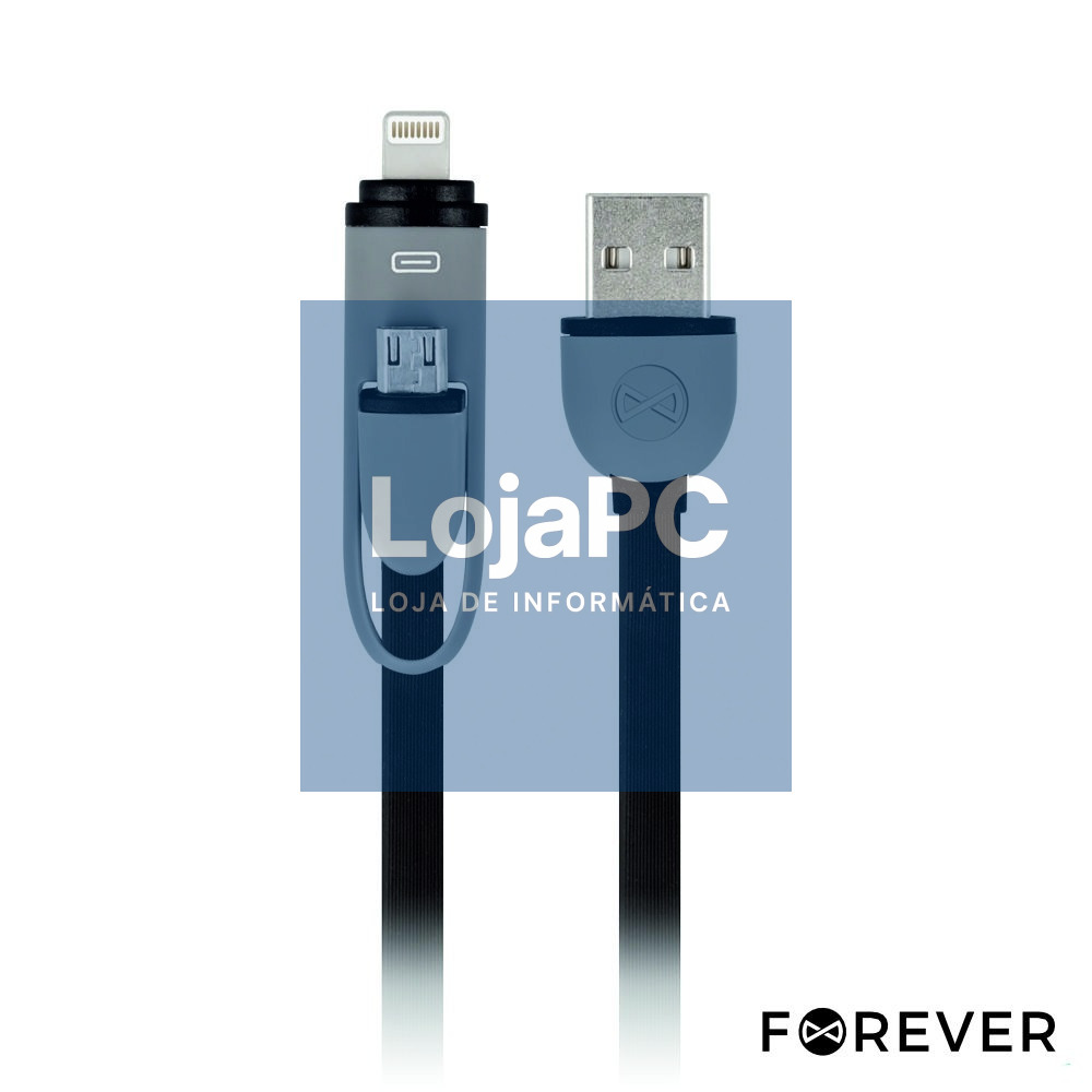 CABO USB-A 2.0 MACHO / MICRO USB-B E APPLE 8P 1M PRETO