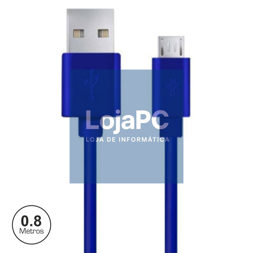 CABO USB-A 2.0 MACHO / MICRO USB-B MACHO 0.8M AZUL
