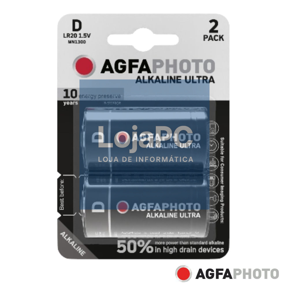 Pilha Alcalina LR20/D 1.5V 2x Blister ULTRA AGFAPHOTO