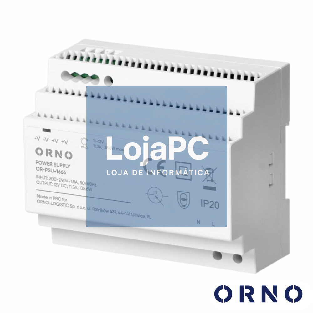 Fonte De Alimentação 12VDC 11.3A DIN ORNO