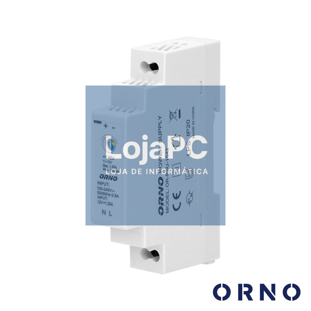 Fonte De Alimentação 12VDC 1.25A 15W DIN ORNO