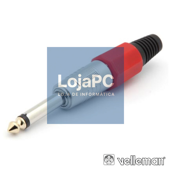 FICHA JACK 6.35MM MACHO MN VERMELHA PROFISSIONAL VELLEMAN