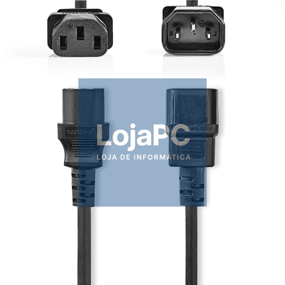 Cabo Alimentação IEC C13 Macho / C14 Fêmea 3G1.00mm 3m