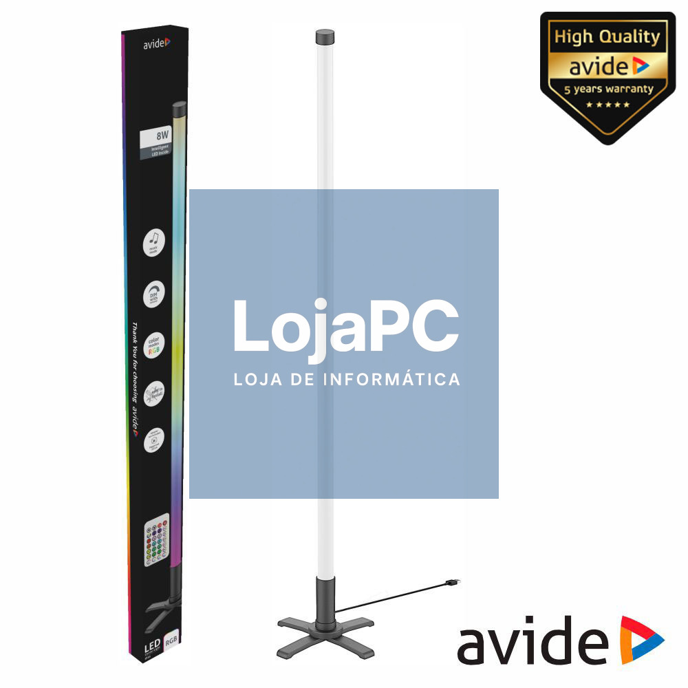 Tubo LED Canto RGB 8W 113CM C/ Sensor Som C/ Comando AVIDE