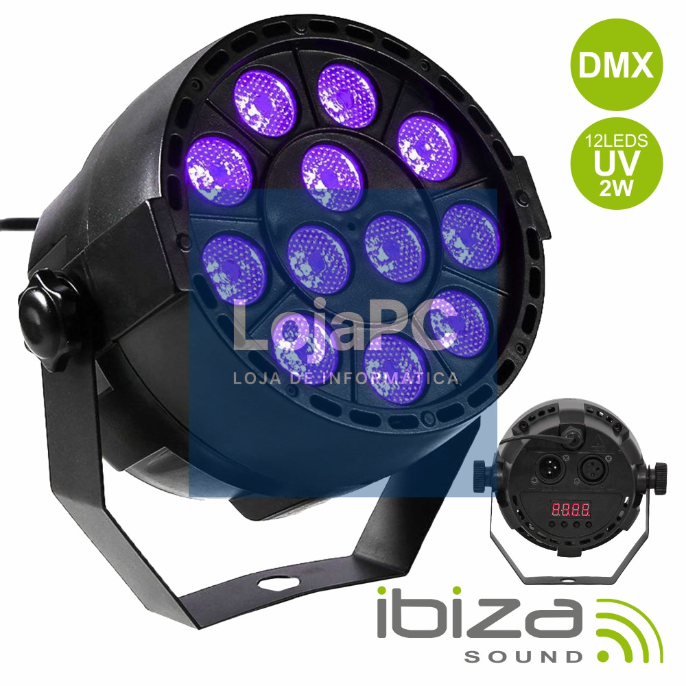 PROJETOR PAR UV 12 LEDS 2W DMX IBIZA