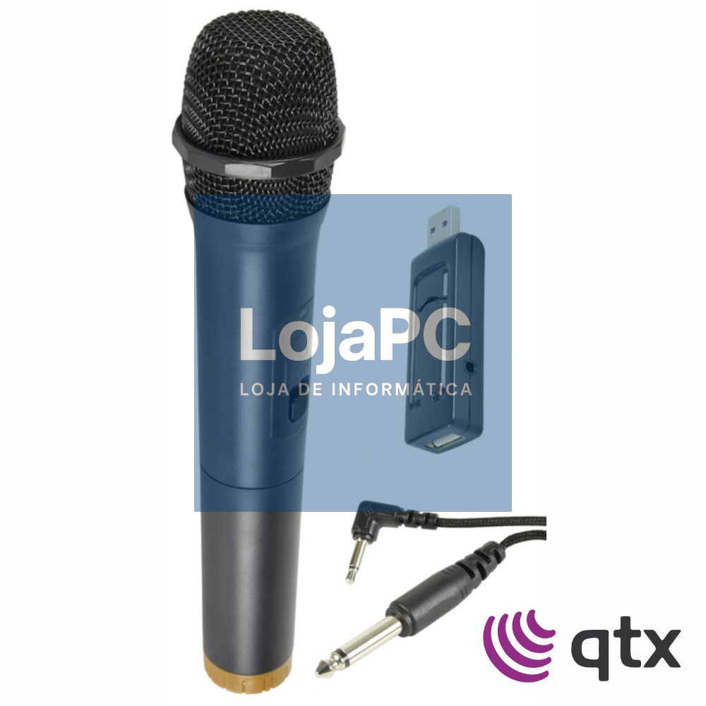 Microfone Mão UHF S/ Fios C/ Recetor USB QTX