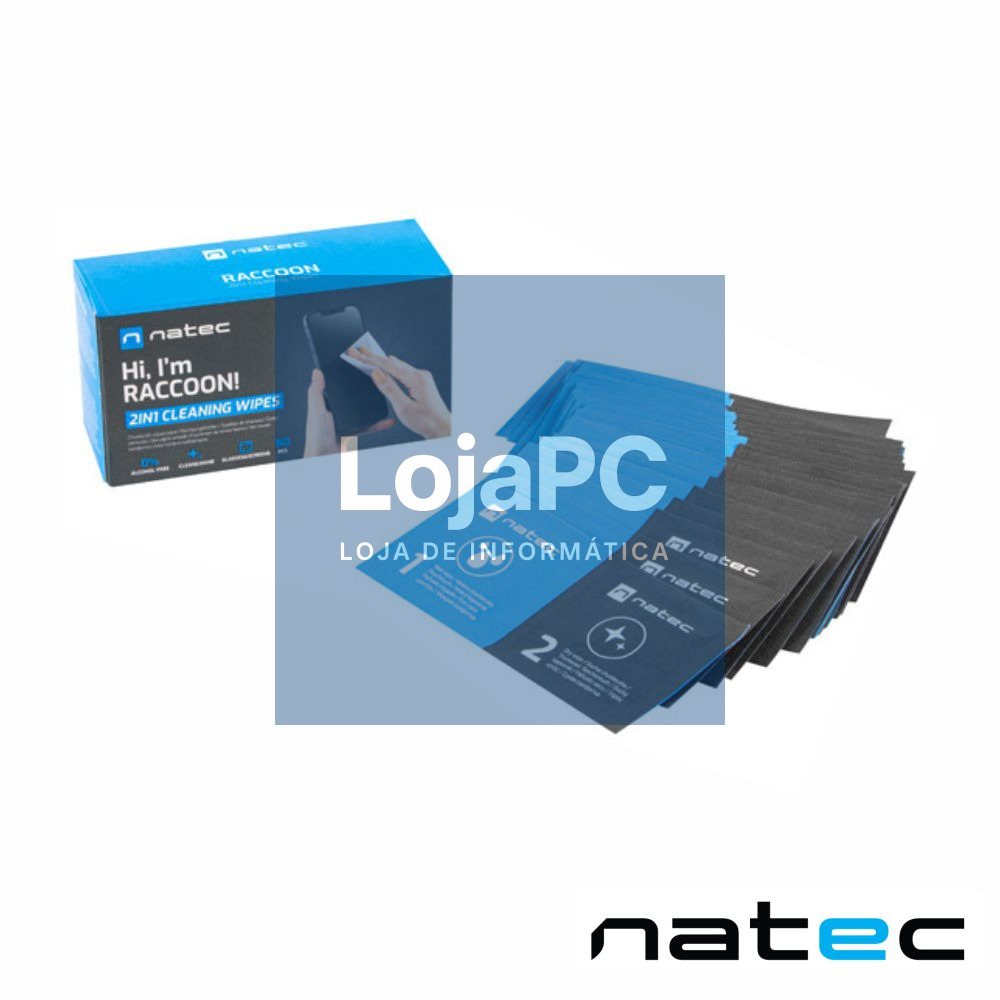 Toalhetes Húmidos e Secos P/ Limpeza de Ecrãs 50x NATEC