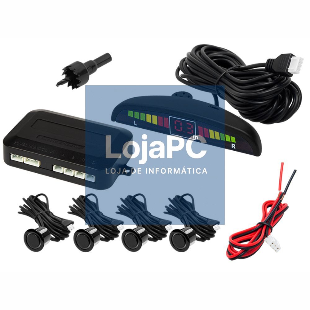 Kit de Estacionamento C/ 4 Sensores Pretos 19mm E Visor