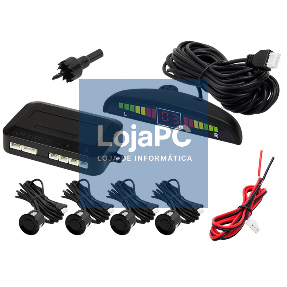 Kit de Estacionamento C/ 4 Sensores Preto E Visor