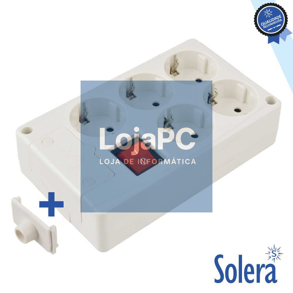 TOMADA ELÉTRICA C/ 5 SAÍDAS SCHUKO INTERRUPTOR SOLERA