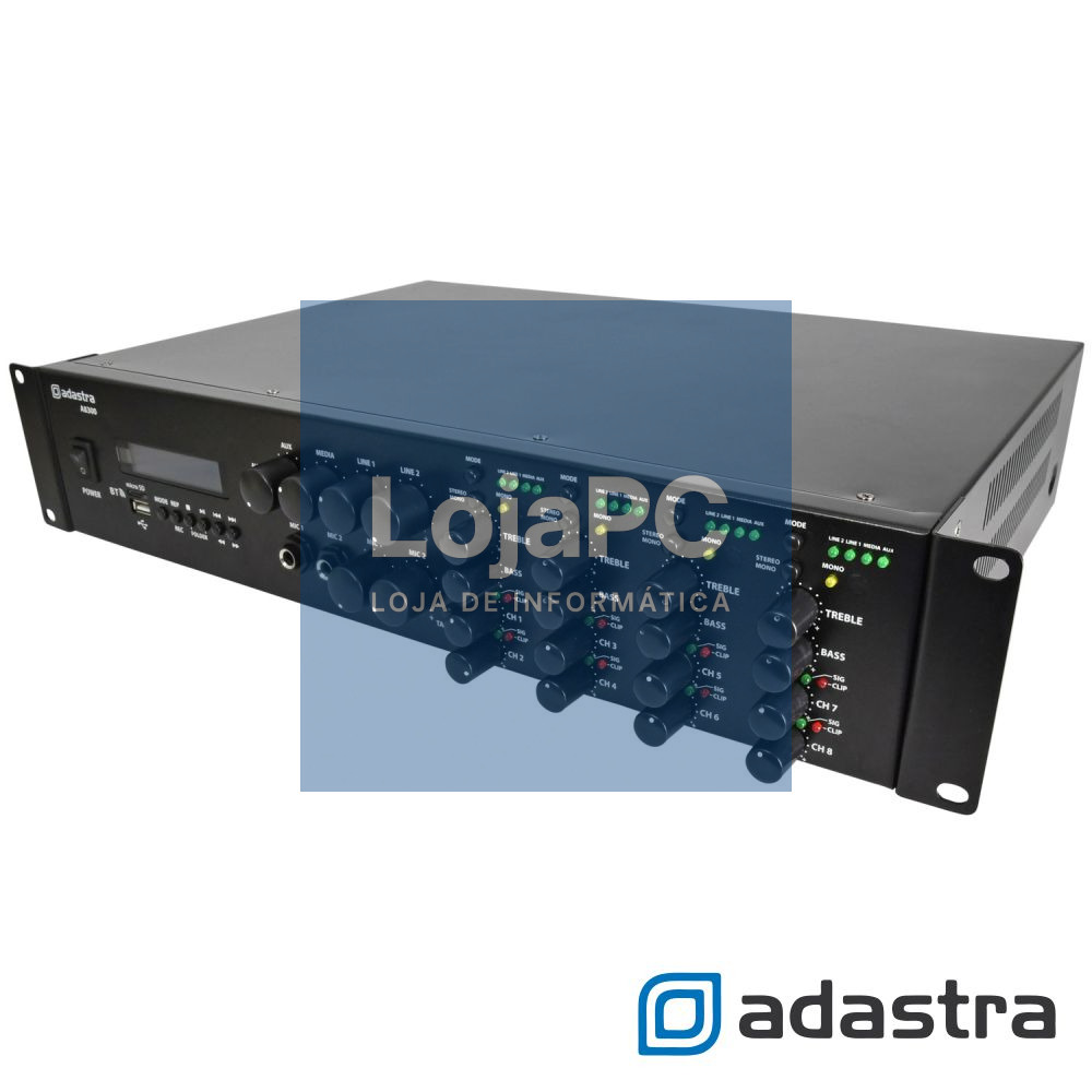 Amplificador Stereo 8x300W USB/MicroSD/FM/BT ADASTRA