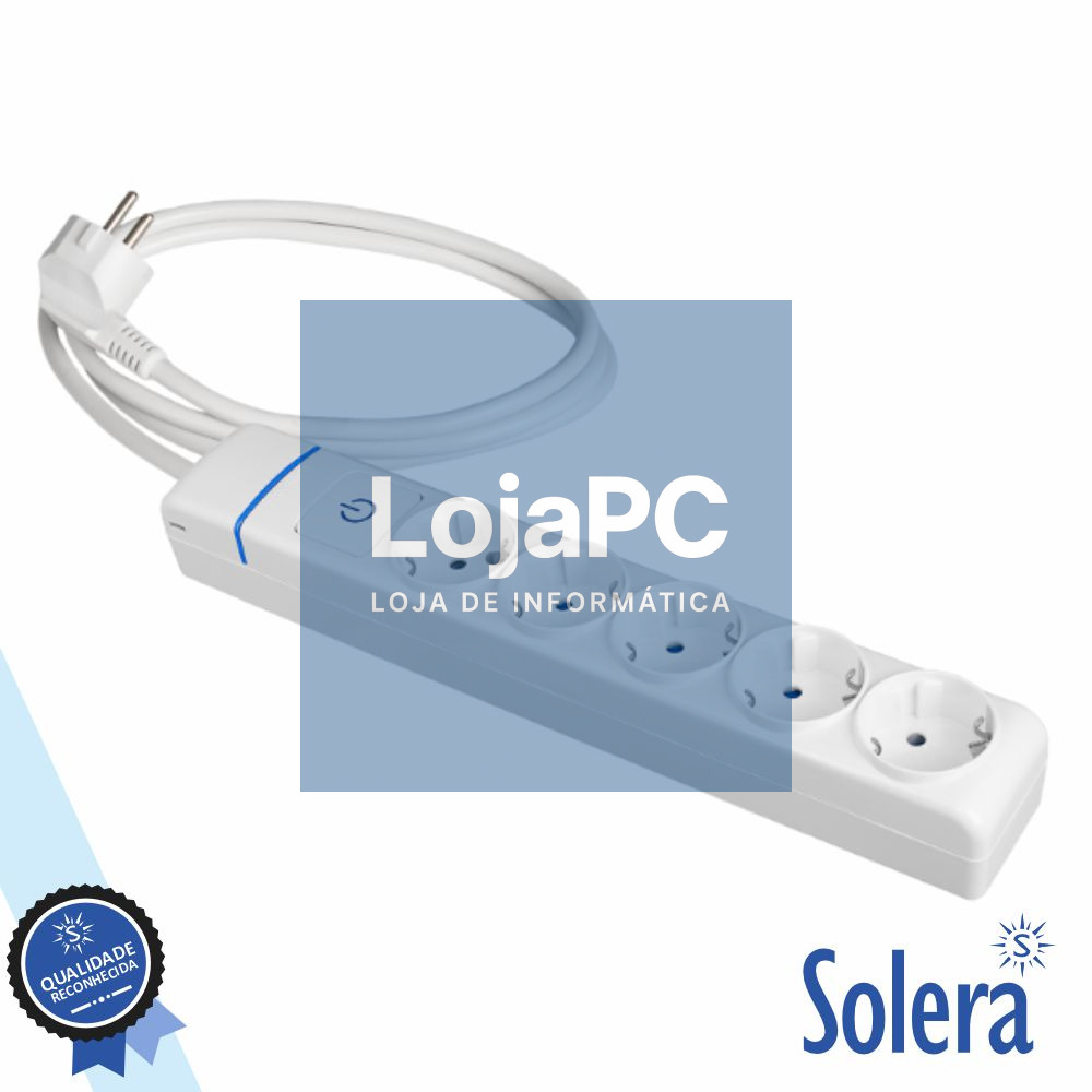 Tomada Elétrica C/ 5 Saídas Interruptor 1.5M Branco SOLERA