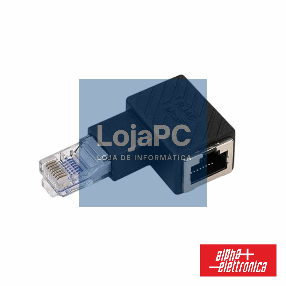 Ficha Adaptador RJ45 Macho P/ RJ45 Fêmea 90º ALPHA