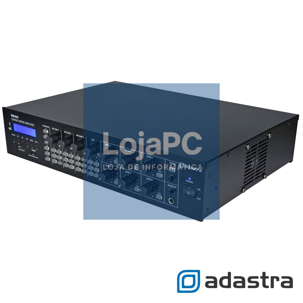 Amplificador 100V 6 Zonas 6x40W USB/SD/FM/BT ADASTRA