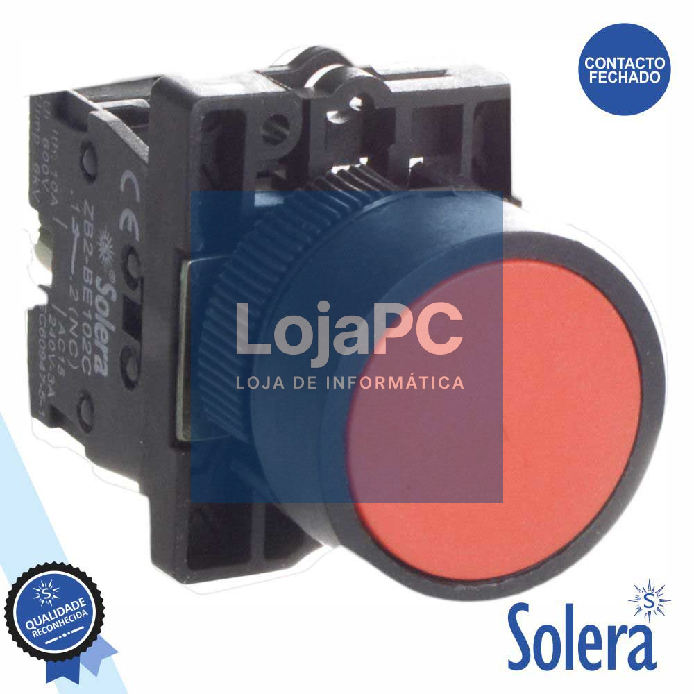 PULSADOR C/ RETORNO 230V NF VERMELHO 6kV SOLERA